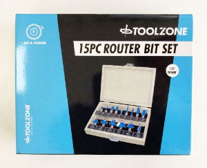 TOOLZONE 15PC 1/2 SHANK ROUTER BITS TCT"