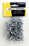 TOOLZONE 100PC 4.0MM X 10MM RIVETS