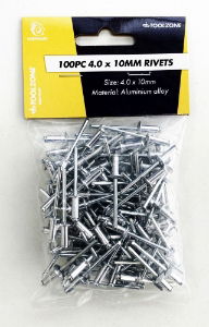 TOOLZONE 100PC 4.0MM X 10MM RIVETS