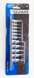 TZ 11PC STAR BIT SOCKETS ON RAIL T10-T60