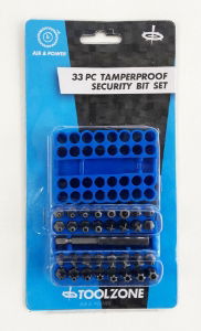 TOOLZONE 33PC CRV SECURITY BITS & HOLDER