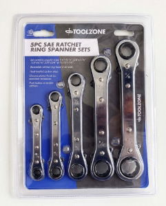 T/ZONE 5PC AF FLAT RATCHET RING SPANNERS