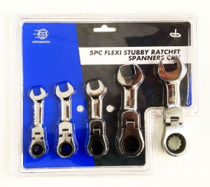 TZ 5PC FLEXI STUBBY RATCHET SPANNERS CRV