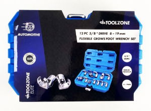 TZ 12PC 3/8 FLEX CROWFOOT S/SET 8-19MM"