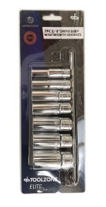 TZ 7PC 3/8 DEEP WHITWORTH SOCKETS CRV"