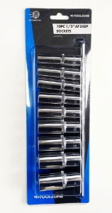 T/ZONE 10PC 1/2 AF DEEP SOCKETS 1/2"-1""