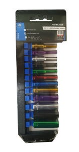 TZ COLOUR 12PC 1/4'' MM DEEP CRV SOCKETS