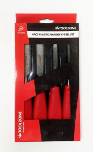 T/ZONE 4PC PLASTIC HANDLE CHISEL SET