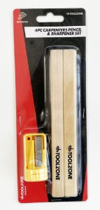 T/ZONE 4PC CARPENTERS PENCIL & SHARPENER