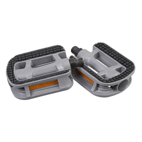 Off Peak Pedals Resin body and grippy rubber inserts.