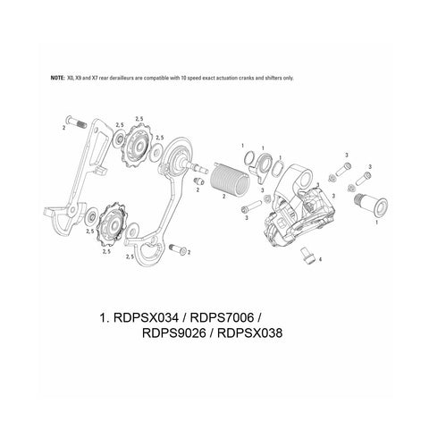 SRAM SPARE - REAR DERAILLEUR HANGER BOLT KIT X0 SILVER 10 SPEED: