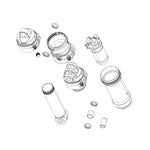 RockShox Rear Shock Damper Body - Standard Eyelet W/Hydraulic Bottom Out (Damper Body, Bushing, Valve Core & Caps) - Super Deluxe C1+ (2023+):  65MM