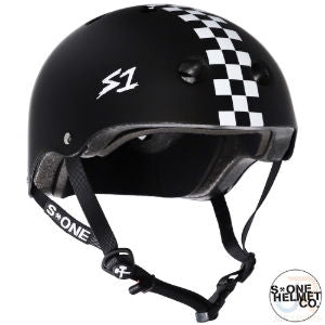 S1 LIFER HELMET - MATT BLACK/WHT CHECKER - XL 22.5" (57.2cm)