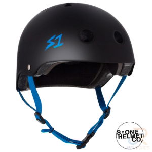 S1 LIFER HELMET - MATT BLK/CYAN STRAP - SML 21" (53.3cm)