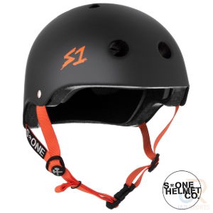 S1 LIFER HELMET - MATT BLK/ORANGE STRAP - LGE 22" (55.9cm)