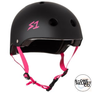 S1 LIFER HELMET - MATT BLK/PINK STRAP - SML 21" (53.3cm)