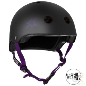 S1 LIFER HELMET - MATT BLK/PURPLE STRAP - MED 21.5 (54.6cm)