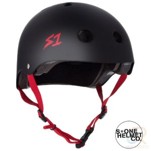 S1 LIFER HELMET - MATT BLACK/RED STRAP - SML 21" (53.3cm)