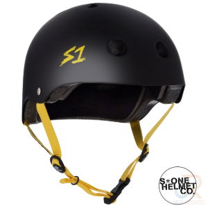 S1 LIFER HELMET - MATT BLK/YELLOW STRAP - MED 21.5" (54.6cm)