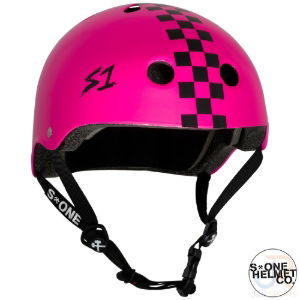 S1 LIFER HELMET - PINK GLOSS/BLK CHECKER - MED 21.5" (54.6cm