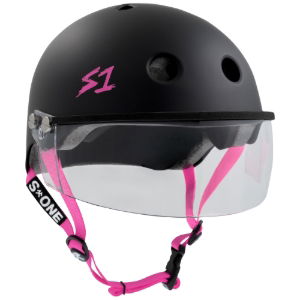 S1 LIFER VISOR HELMET - MATT BLK/PINK STRAP MED 21.5" (54.6cm)