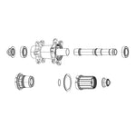 SRAM SPARE - WHEEL SPARE PARTS KIT COMPLETE AXLE ASSEMBLY INCLUDES AXLE,THREADED LOCK NUTS AND END CAPS) - MTH-746 CASSETTE REAR: