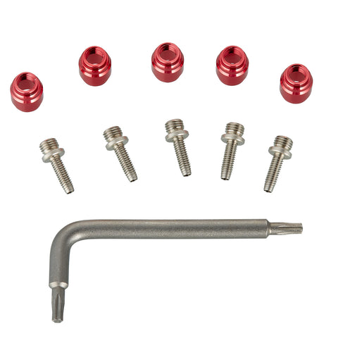 SRAM SPARE - DISC BRAKE SPARE LEVER HYDRAULIC DISC BRAKE HOSE FITTING KITINCLUDES 5 THREADED HOSEBARBS 5 RED COMP FITTINGS, 1 T8 TORX) QTY 5: