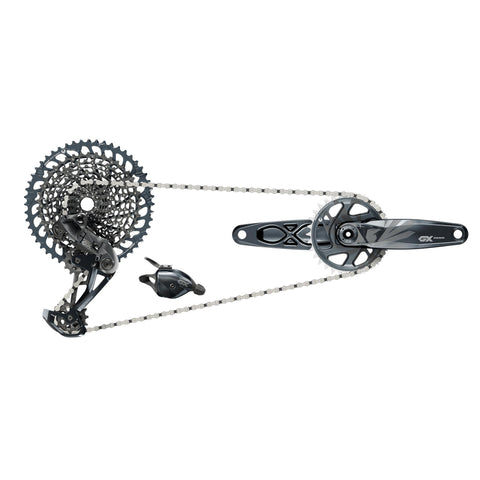 SRAM GX EAGLE DUB GROUPSET (REAR DER, TRIGGER SHIFTER WITH CLAMP, CRANKSET DUB 12S WITH DM 32T X-SYNC CHAINRING, CHAIN 126 LINKS 12S, CASSETTE XG-1275 10-52T, CHAINGAP GAUGE): LUNAR 170MM