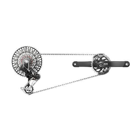 SRAM XX T-Type Eagle Transmission Powermeter AXS Groupset (RD W/Battery/Charger/Cord, EC Pod ULT, PM XX Spindle Q174 55mm Chainline DUB MTB Wide W/DM 32T CR W/2 Guards, CN 126L, CS XS-1297 10-52T) 2023 2023:  170MM