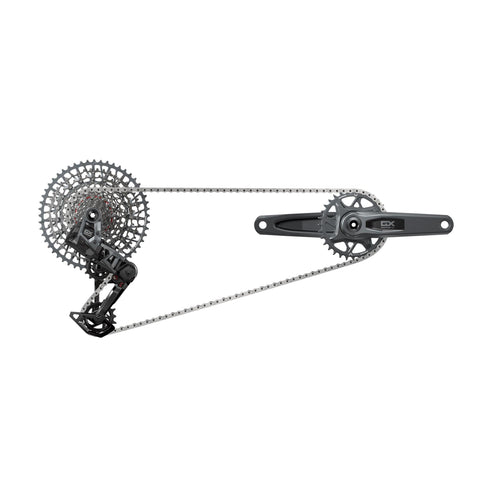 SRAM GX T-Type Eagle Transmission AXS Groupset (RD w/Battery/Charger/Cord, EC POD, FC GX Q174 DUB MTB Wide w/DM 32t CR w/2 Guards, CN 126l, CS XS-1275 10-52t): DARK POLAR 170MM