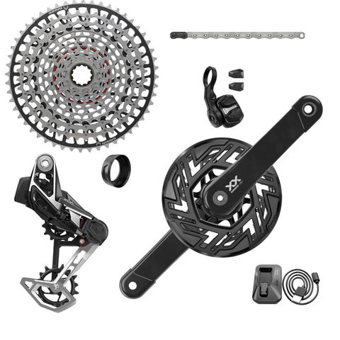 SRAM - Xx T-Type Eagle E-Mtb 104Bcd Transmission Axs Groupset (Rd W/Battery/Charger/Cord, Ec Pod Ult, Cr 104Bcd T-Type 34T,Clip-On Guard, Cn 126L, Cs Xs-1297 10-52T)  Cranks Not Included 2023:  10-52T