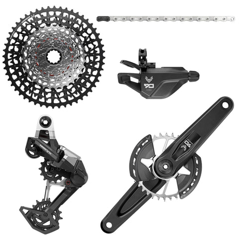 SRAM Eagle 90 DUB Groupset (Rear Der, Trigger Shifter w Clamp, Crankset DUB MTB Wide w DM 32t T-TYPE Chainring w/2 guards, GX T-Type chain 126l, CS XS-1275 BLK 10-52t):  170MM