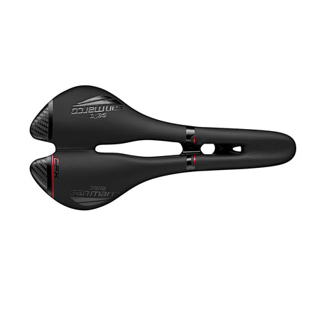 Selle San Marco Aspide Open-Fit Carbon FX Saddle: BLACK/BLACK NARROW (S2)