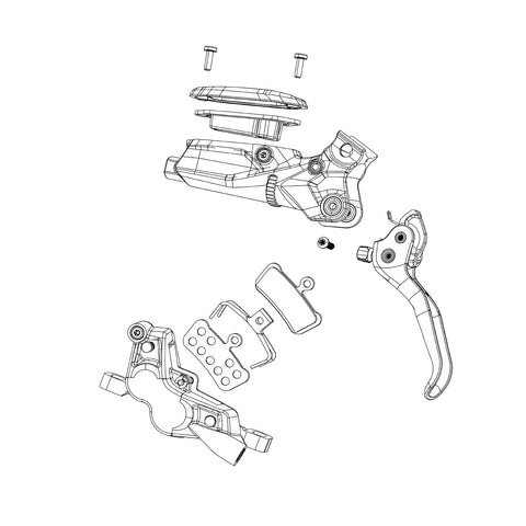 SRAM Spare - Disc Brake Caliper Assembly - (Assembled, No Hose) Force Etap Axs Iridescent D2 - Flat Mount Front/Rear Including Brake Pads 2023: GREY WITH LASER FOIL