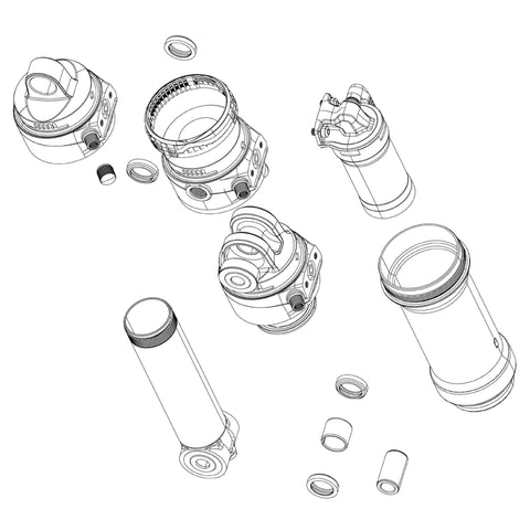 Rockshox Spare - Rear Shock Damper Body - Thrushaft (Includes Damper Body, Bushing & Seals) - Super Deluxe Thrushaft C1 (2021):  62.5MM