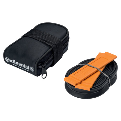 Continental Road Saddle Bag with Race 700 x 20-25 Presta 60mm Valve Tube and 2 Tyre Levers: BLACK