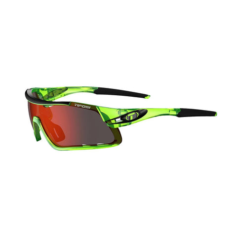 Tifosi Davos Interchangeable Clarion Red Lens Eyewear 2019: CRYSTAL NEON GREEN/RED CLARION