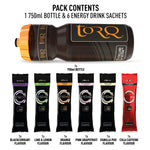 TORQ ENERGY 750ML BOTTLE SAMPLE PACK - 6 DRINKS (5 X STANDARD, 1 X CAFFEINATED):  750ML