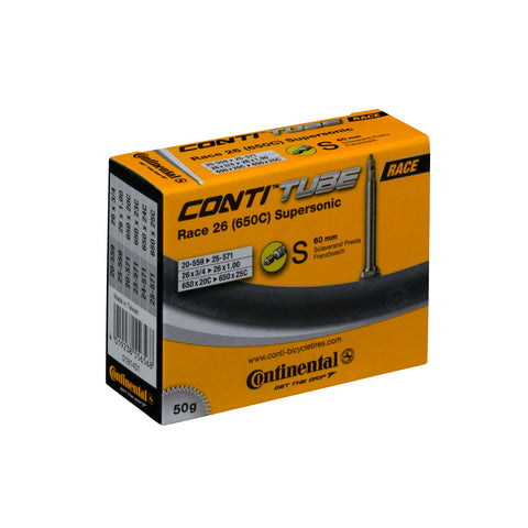 Continental Race Tube Supersonic - Presta 60mm Valve: BLACK 700X20-25C