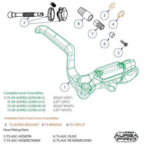 TEKTRO SPARES - 09 Auriga Pro Lever Ass. LH Grey