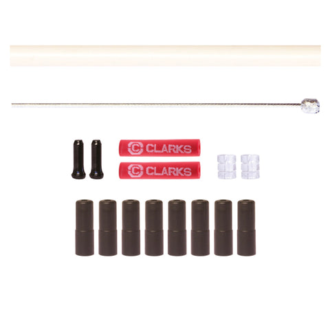 Clarks Universal S/S Front & Rear Gear Cable Kit w/SP4 White Outer Casing: