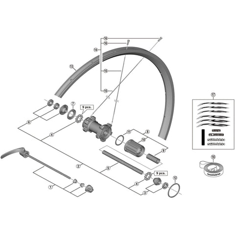 SPRE WHRS300 complete hub axle 141mm