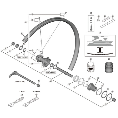 SPRE WH-M8100-TL-F15-B-275 spoke 283mm
