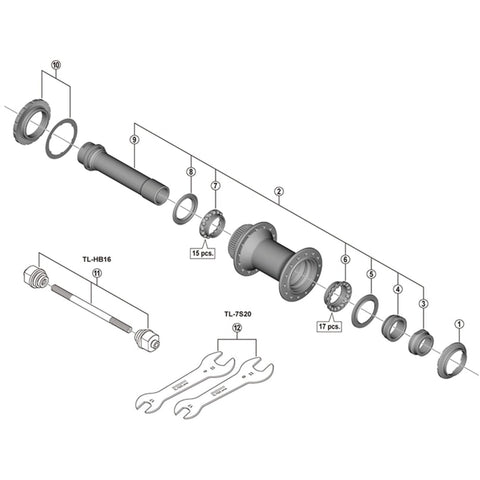 SPRE HBM9110 complete hub axle 100mm