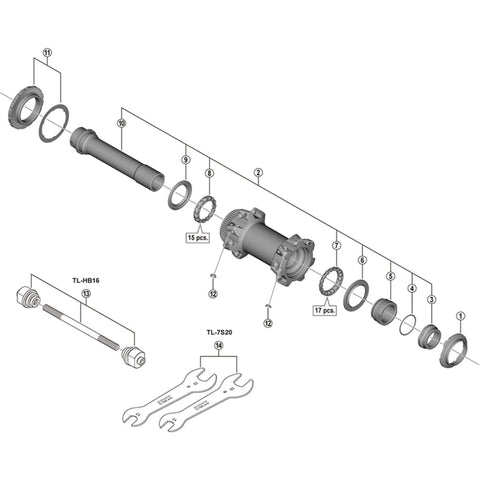 SPRE HBMT900BS complete hub axle 110mm