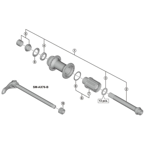 SPRE FHM8010 complete hub axle