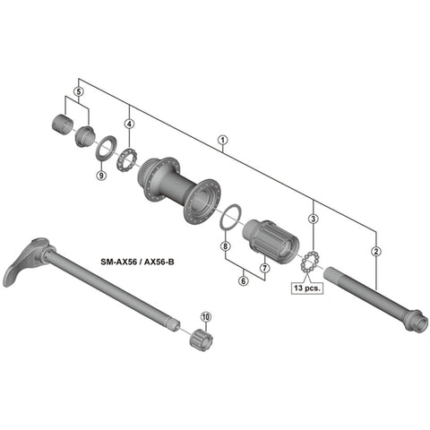 SPRE FHM618-B Complete hub axle