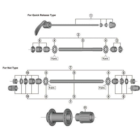 SPRE FHTY500 comp hub axle for nut 185mm