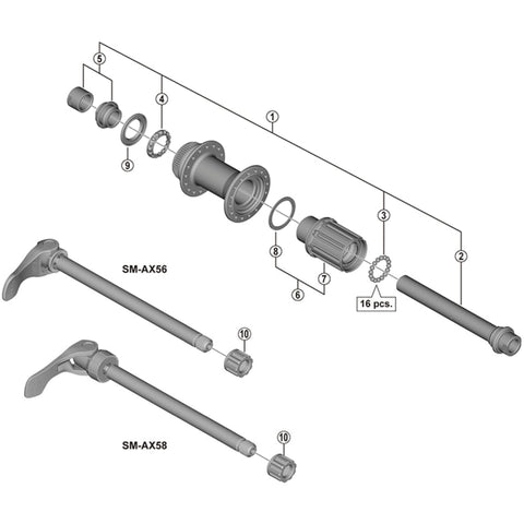 SPRE FHMT400 complete hub axle 142mm