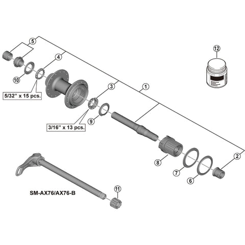 SPRE FHMT510 complete hub axle 142mm